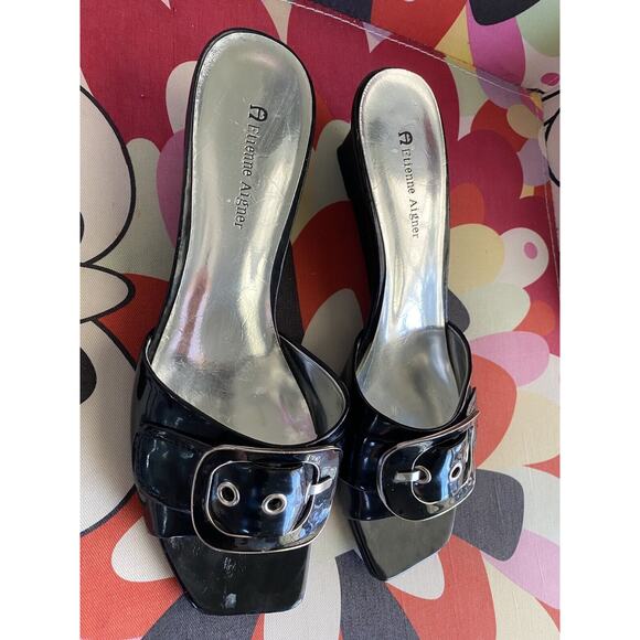 ETIENNE AIGNER Slip On Wedge Heels Nova Women’s Shoes Open Toe 9-9.5 - Picture 2 of 7